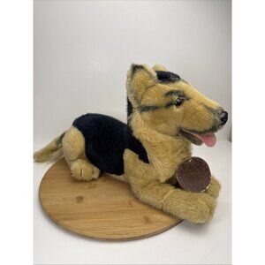 Dakin Soft Classics German Shepherd Plush 15” Laying Dog 1987 Vintage Black Tan‎